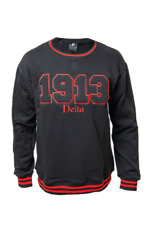 Delta Black and Red 1913 Puff Design Sweatshirt