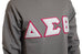 Delta Grey Sweatshirt with White Chenille Letters
