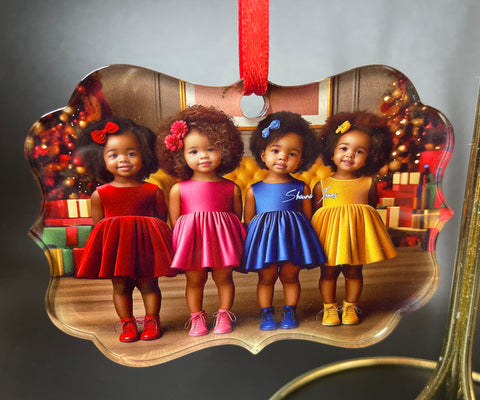 Crystal Holiday Ornaments: Four Little Girls
