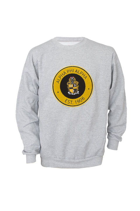 Alpha Phi Alpha Gray Crewneck Sweatshirt with Round Chenille