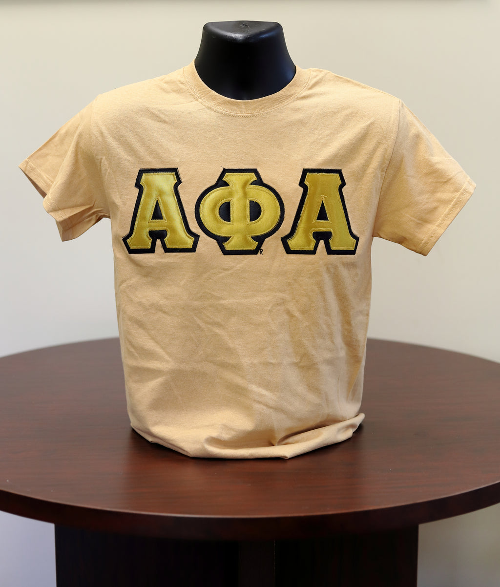 Alpha Old Gold 3 Letters Applique Tshirt